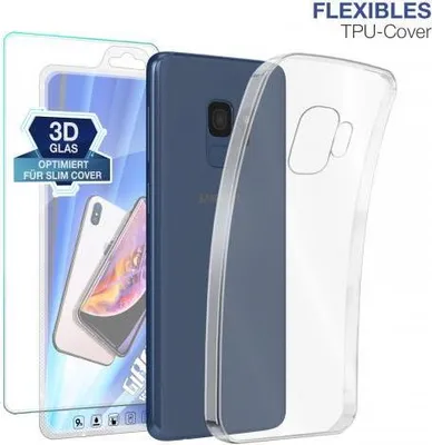 Produktbild von TPU-Hülle Transparent für Samsung Galaxy S8 / S9 / S9+ - Modellkompatibilität: Für Samsung Galaxy S9 - Displayglas: Mit 9H Displayglas