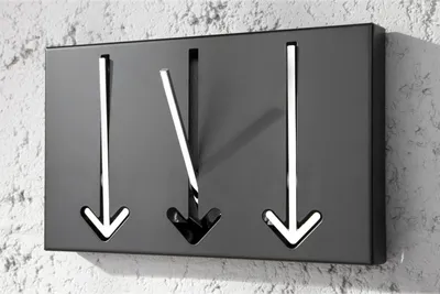 Obrázek produktu pro Nástěnný věšák do předsíně s funkcí push 30 x 20 cm černý bílý 3 háčky věšák na kabáty