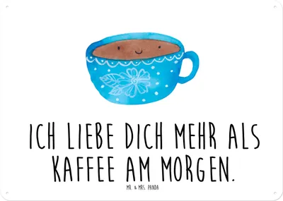 Produktbild von Mr. & Mrs. Panda tafel Kaffee Tasse DIN A4 - Weiß - Geschenk, Blechschild, Liebe, Wandbild, Gute Laune, Deko, wandtafel, Schild, Glücklich, Geschmack, Genuss