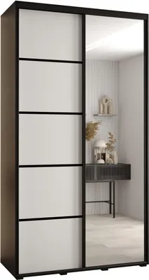 Produktbild von MEBLE KRYSPOL Davos 5 Schrank, zwei Türen - 235,2x130x45 cm - Schwarz Weiß Schwarz
