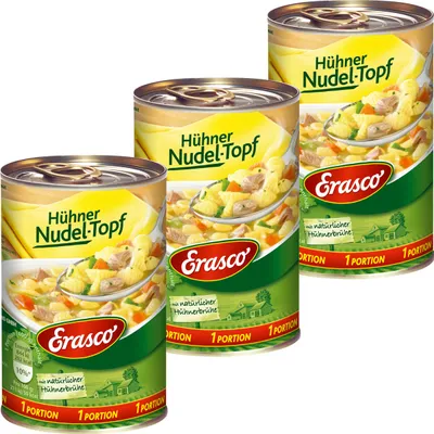 Produktbild von Erasco Hühner Nudeltopf zartes Hühnerfleisch mit Nudeln 400g 3er Pack