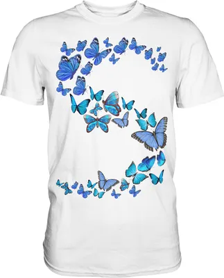 Produktbild von Schöne Blaue Schmetterlinge T-Shirt – White / L