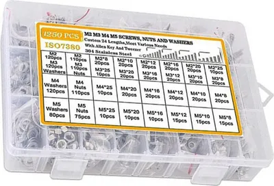Zdjęcie produktu dla INF 1255 Szt. Zestaw Śrub i Nakrętek z Głowicą Sześciokątną - Stal Nierdzewna 304