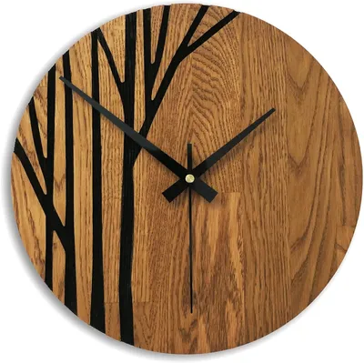 Obrázok produktu pre Drevené hodiny na stenu z dubového dreva - Konáre 30 cm AMBER