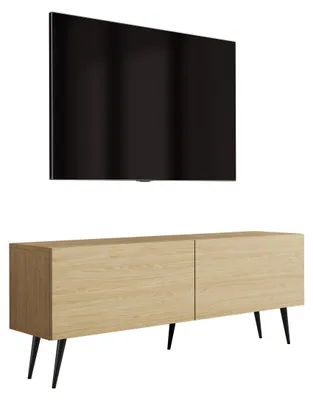 Obrázek produktu pro TV stolek, nožičky šikmé, barva černá, povrchová úprava ořech, olejovaná, rozměry 140 x 32 x 52 cm