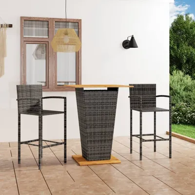 Produktbild von vidaXL 3-tlg. Gartenbar-Set Grau