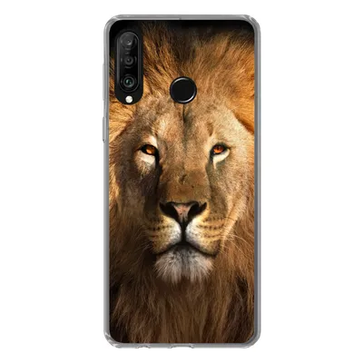 Produktbild von MuchoWow® Handyhülle Schutzhülle Hülle für Huawei P30 Lite Löwe - Tiere - Schwarz - Hell - Braun - Porträt Silikon Softcase Handy Hülle - Handyhülle