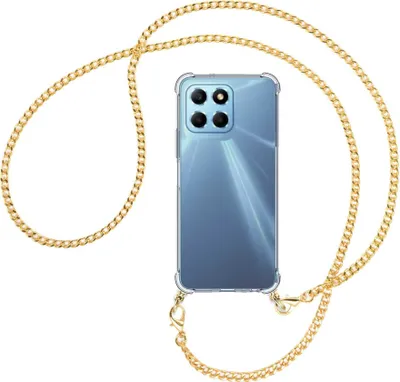 Produktbild von Handykette Backcover-Schutzhülle mit Band (Metall goldfarben) für Honor X8 5G (VNE-N41, 6.5'') - goldfarbene Kette