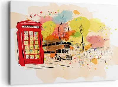 Produktbild von Bild auf Leinwand - Leinwandbild - London Bus - 100x70cm - Wand Bild - Wanddeko - Wandbilder - Leinwanddruck - Bilder - Kunstdruck - Wanddekoration - Leinwand bilder - Wandkunst - AA100x70-3920