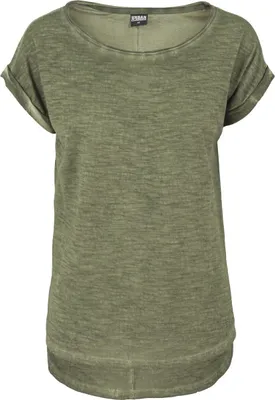 Produktbild von Urban Classics Ladies - Long Shaped Spray Dye Tee oliv - L