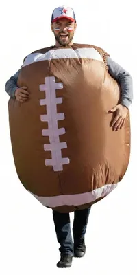 Produktbild von AirSuit® Aufblasbares Kostüm American Football | Ausgefallenes Auflbaskostüm | | Größe 160 bis 190cm | Polyester | Angenehm tragbar | Resistent | Mit Aufblassystem | OriginalCup®
