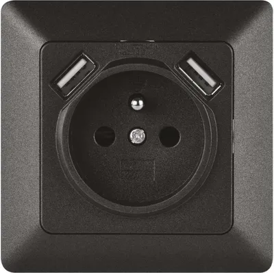 Obrázok produktu pre EMOS Antracitová zásuvka s USB 2,1A max. A6000.2