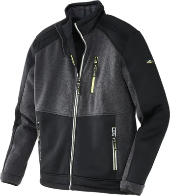 Produktbild von Uncle Sam Herren Strickfleecejacke mit Stehkragen - Fleecejacke mit kontrastfarbenen Details in Schwarz-Gelb Größe XXL