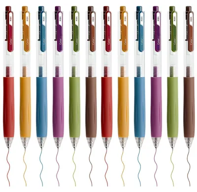Produktbild von Tintenroller Stifte Set 12 Stück Muted Pastell Acryl Tinte 0.7mm Zeichenstifte