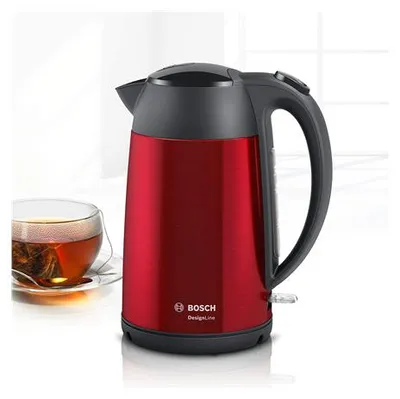 Immagine prodotto di Bosch | Bollitore | DesignLine TWK3P424 | Elettrico | 2.400 W | 1,7 L | Acciaio inox | Base girevole a 360° | Rosso