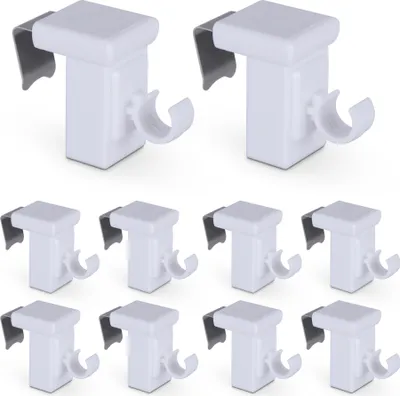 Produktbild von Klemmträger 10er Pack - für Cafehaustangen Ø10mm - Fensterrahmen 10-27mm - Klemmfix Ersatzträger - ohne Bohren, Schrauben, Kleben, einfache Montage