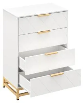 Zdjęcie produktu dla Komoda z szufladami szafka boczna uniwersalna pojemna komoda kolor biały z Holzwerkstoff (MDF/Spanplatte), stabiler Metallrahmen
