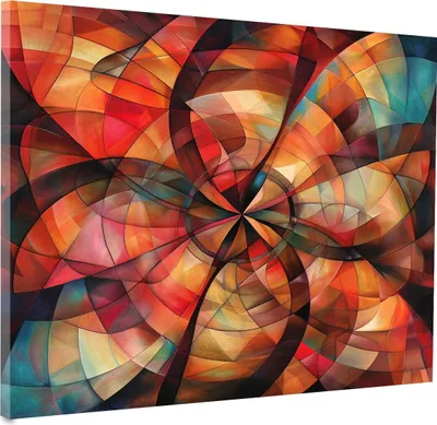 Produktbild von Abstrakt farbenfrohe symmetrische Muster Leinwandbild Wandbild Wanddeko: 100x100x4cm