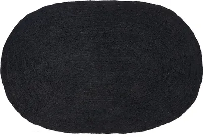 Obrázek produktu pro BELIANI Koberec černý jutový 160 x 230 cm pletený oválný vhodný pro místnosti s podlahovým vytápěním přírodní obývací pokoj ložnice