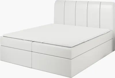 Produktbild von Boxspringbett DIN 180x200 mit 2 Bettkästen, Bonell-Matratze und Topper. Farbe: Weiß