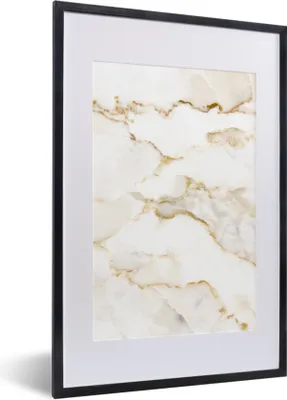 Produktbild von MuchoWow® Gerahmtes Poster Marmor - Limette - Gold - Luxus - Marmoroptik - Weiß 40x60 cm - Poster mit Schwarzem Bilderrahmen Wandposter Rahmen Foto Bilder - Poster in Rahmen