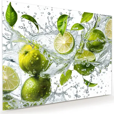 Produktbild von Glasbild 120x90cm in XXL für Wohnzimmer, Schlafzimmer Motiv Zitrusfrucht Spritzer