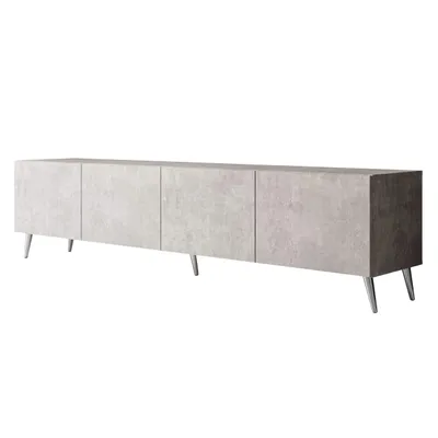 Produktbild von RTV-Schrank COLGANTE BETON 200 cm auf Beinen mit schräge silber Chrom Beine