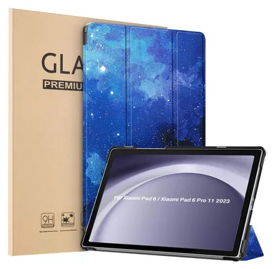 Produktbild von Schutzhülle + 2x 9H Display Glas für Xiaomi Pad 6 / 6 Pro 11.0 Zoll Cover Case Schutz Tablet Farbe: Starry Sky