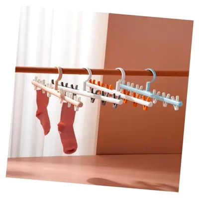 Produktbild von Wäscheständer mit 6 Clips – Multifunktionaler Kleiderbügel zum Trocknen von Socken und Unterwäsche, platzsparend und windfest, 2 Stück