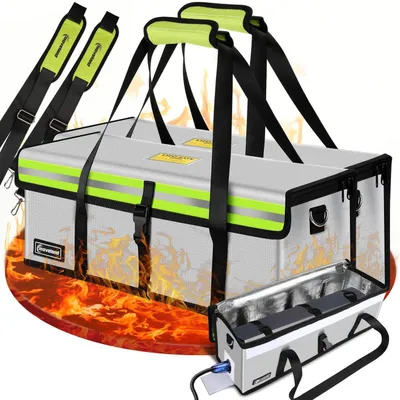 Produktbild von E-Bike Akku Tasche Feuerfest 2 Stück 1400°C Explosionsgeschützt 49x15x16cm Brandschutzbox mit Ladeanschluss
