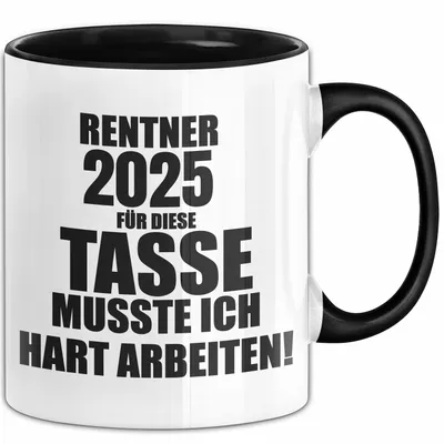 Produktbild von Trendation - Rente Tasse 2022 Spruch Ruhestand Rentner Geschenk Rentnerin Kaffeetasse Renteneintritt (Schwarz)