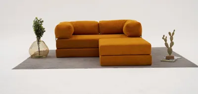 Produktbild von Hanah Home, Comfort Mini - Orange, Klassische Sofas, Orange, Polyester, 190 x 75 x 155 cm