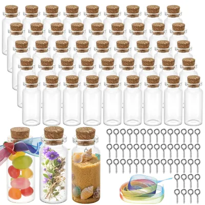 Productafbeelding van Set van 48 Mini Glazen Flesjes met Kurk