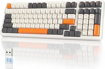 Produktbild von Yindiao K96 Wireless mechanischer Tastatur, Bluetooth/2,4 GHz Wireless, Typ C/USB-A 2-in-1-Empfänger, Hot-Swap, 100 Tasten, kompakte Gaming-Tastatur 9