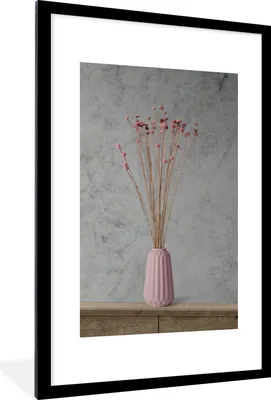 Produktbild von MuchoWow® Gerahmtes Poster Blumen - Vase - Stilleben 60x90 cm - Poster mit Schwarzem Bilderrahmen Wandposter Rahmen Foto Bilder - Dekoration - Wandposter Wohnzimmer - Hochwertig