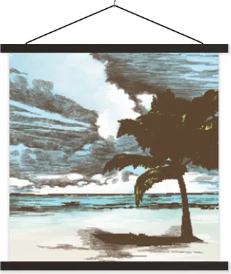 Produktbild von MuchoWow® Textilposter Strand - Palme - Meer 40x40 cm mit schwarzem Rahmen - Fotos
