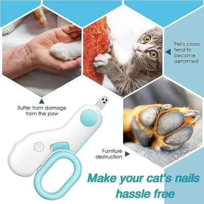 Produktbild von Professioneller Krallenschneider für Katzen, 2 mm, mit runder Schneide, Krallenschneider für Katzen, Pflegewerkzeug für Katzen mit LED-Lampe, geeignet für Katzen, Kätzchen und Hunde
