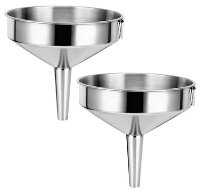 Imagen del producto de Inovra - Embudo para la cocina, acero inoxidable - Embudo grande - Embudo con colador - Embudo pequeño - Embudo para botellas - Duradero y práctico