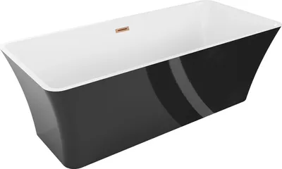Produktbild von Mexen Tonia freistehende Badewanne 170 x 75 cm, weiß/schwarz, gebürsteter Messingüberlauf - 52171707575-65