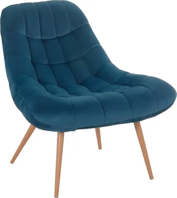 Produktbild von SalesFever Loungesessel mit XXL-Sitzfläche | Bezug Stoff in Samt-Optik | Gestell Metall in Holzoptik | üppige Steppung | B 76 x T 87 x H 86 cm | blau