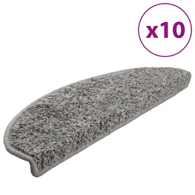 Image de Tapis d'escalier 10 pièces 65 x 21 x 4 cm Gris Demi-rond Grand