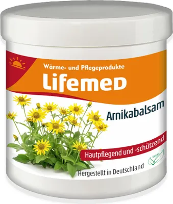 Produktbild von Lifemed Arnikabalsam 250 ml, 12 Stück, PZN 19382369, vegan, hautpflegend