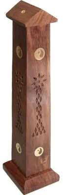 Produktbild von Woru Räucherturm Räucherstäbchenhalter Holz 30 cm verziert