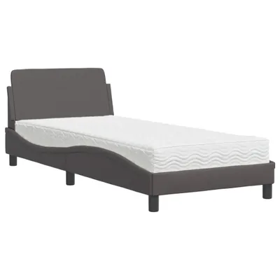 Immagine prodotto di Letto con Materasso Dover Grgio 90x200 cm in Pelle finta