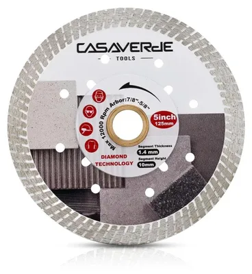 Image de Disque diamanté de 125 mm pour carrelage, pierre naturelle, marbre, granit, céramique | Meuleuse d'angle | 1,4 mm | Hauteur de segment : 10 mm
