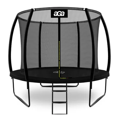 Produktbild von Aga SPORT EXCLUSIVE Trampolin, Kindertrampolin, Gartentrampolin mit Sicherheitsnetz 305 cm Schwarz + Schutznetz + Leiter