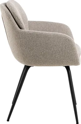 Immagine prodotto di Sedia da pranzo Dora con braccioli in tessuto beige.