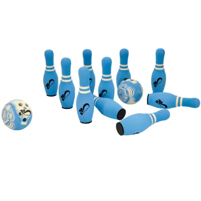 Produktbild von EDUPLAY 170186 Soft-Bowling mit 10 Pins und 2 Bowling Kugeln, hellblau, 12-teilig (1 Set)