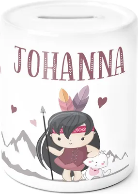 Produktbild von Kinder Spardose mit Namen Boho Indianerin Keramik Sparschwein für Mädchen SpecialMe® weiß unisize