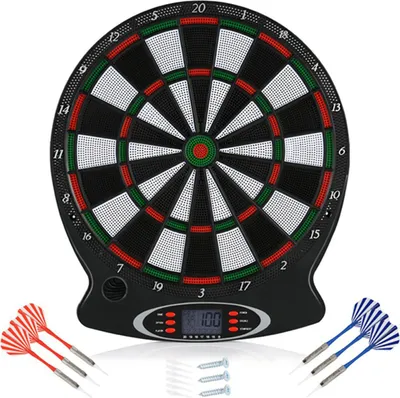 Immagine prodotto di Lavagna elettronica per freccette, 15" con display LCD, incl. 6 freccette, ideale per feste e serate di gioco.